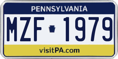 PA license plate MZF1979