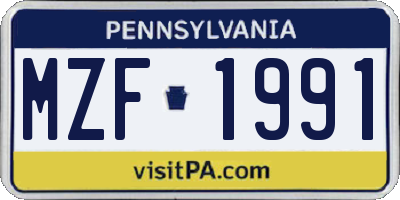 PA license plate MZF1991