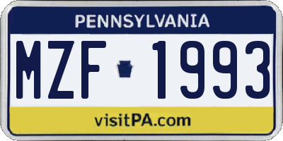 PA license plate MZF1993