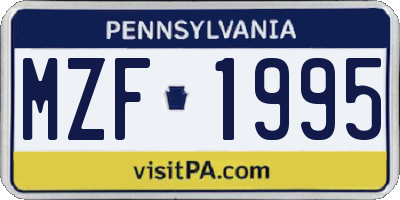 PA license plate MZF1995