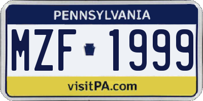 PA license plate MZF1999