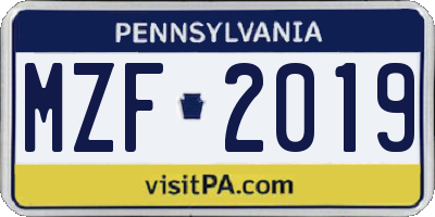 PA license plate MZF2019
