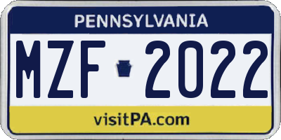 PA license plate MZF2022