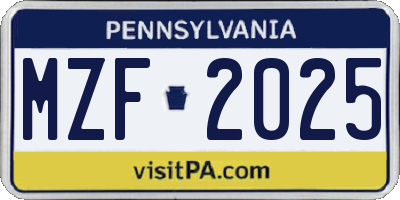 PA license plate MZF2025