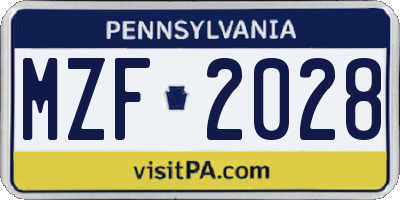 PA license plate MZF2028