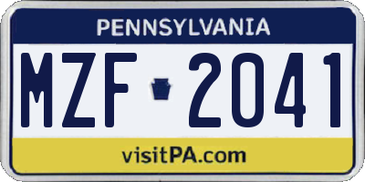 PA license plate MZF2041