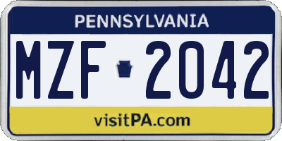 PA license plate MZF2042
