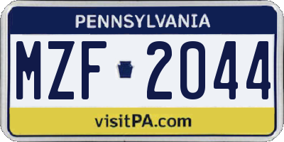 PA license plate MZF2044