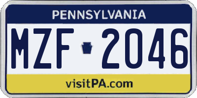 PA license plate MZF2046