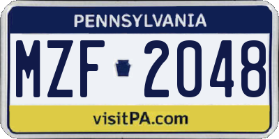 PA license plate MZF2048