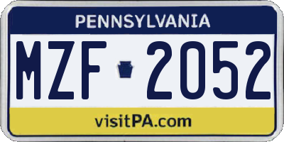 PA license plate MZF2052