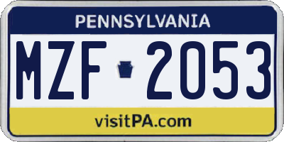 PA license plate MZF2053