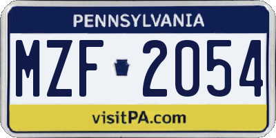 PA license plate MZF2054