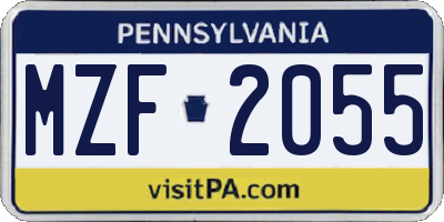 PA license plate MZF2055