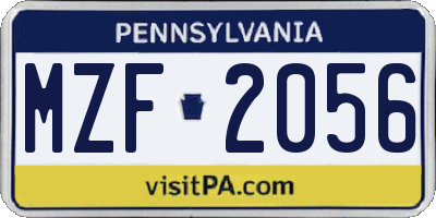 PA license plate MZF2056