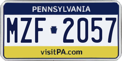 PA license plate MZF2057