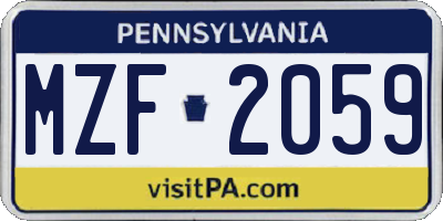 PA license plate MZF2059