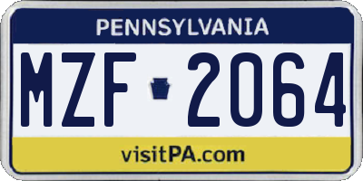 PA license plate MZF2064