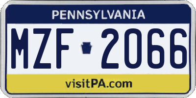 PA license plate MZF2066