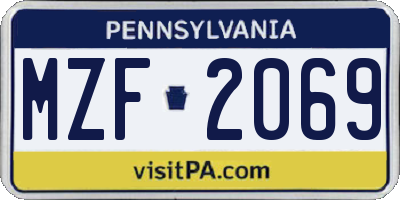 PA license plate MZF2069