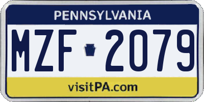 PA license plate MZF2079