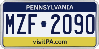 PA license plate MZF2090