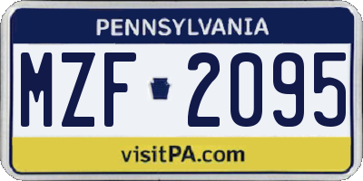 PA license plate MZF2095