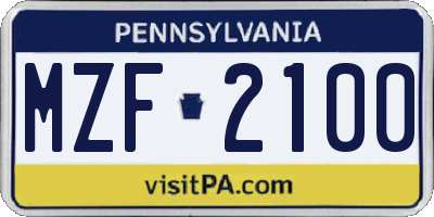 PA license plate MZF2100