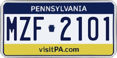PA license plate MZF2101