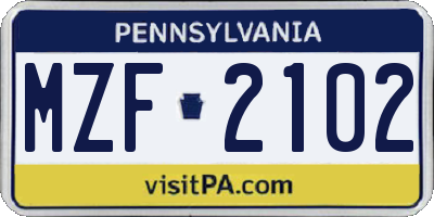 PA license plate MZF2102
