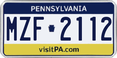 PA license plate MZF2112