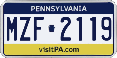 PA license plate MZF2119