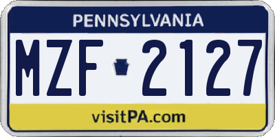 PA license plate MZF2127