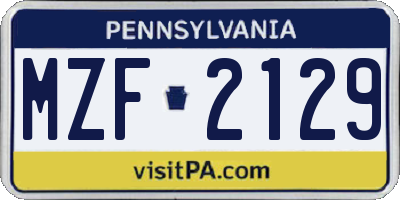 PA license plate MZF2129