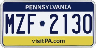 PA license plate MZF2130