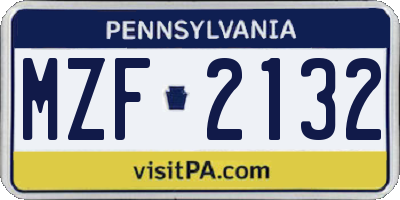 PA license plate MZF2132