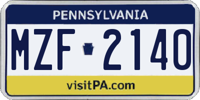 PA license plate MZF2140