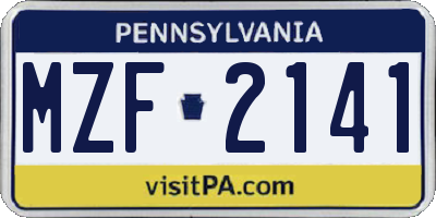PA license plate MZF2141