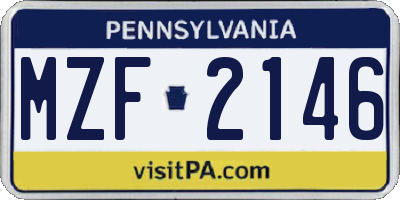 PA license plate MZF2146