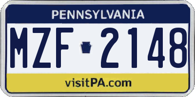 PA license plate MZF2148