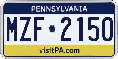 PA license plate MZF2150