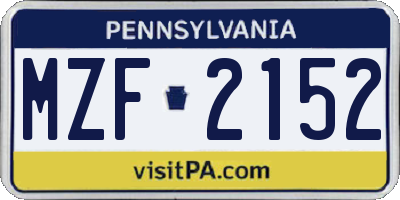 PA license plate MZF2152