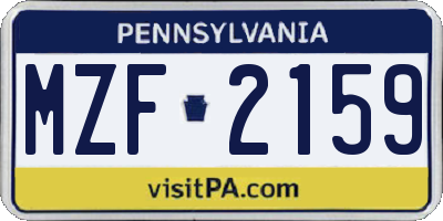 PA license plate MZF2159