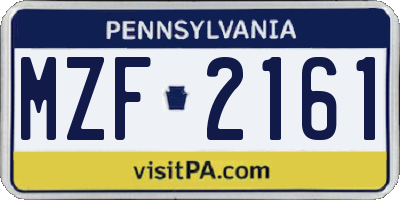 PA license plate MZF2161