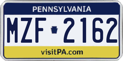 PA license plate MZF2162