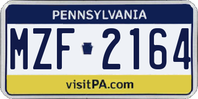 PA license plate MZF2164