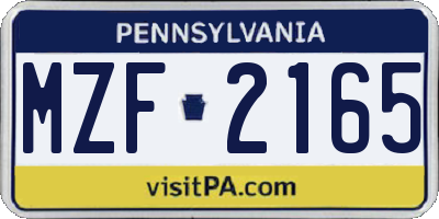 PA license plate MZF2165