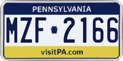 PA license plate MZF2166