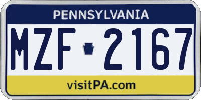 PA license plate MZF2167