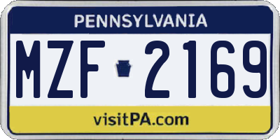 PA license plate MZF2169